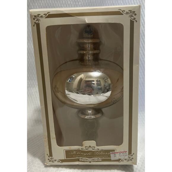 Vintage Kringle Glass Silver Christmas / Holiday Ornament in Box - Picture 1 of 4
